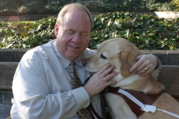 Picture Of Michael Hingson With Guide Dog Roselle